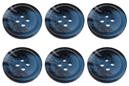 Pack of 6 Blue Mock Horn Buttons 15mm