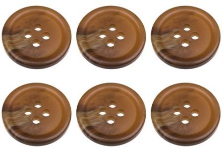 Pack of 6 Dark Brown Mock Horn Buttons 23mm