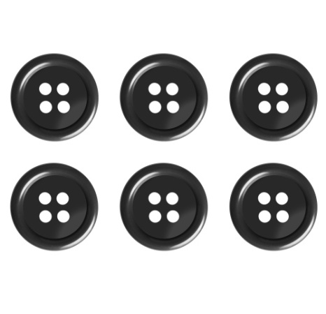 15mm Flat Charcoal Grey Buttons with 4 Holes