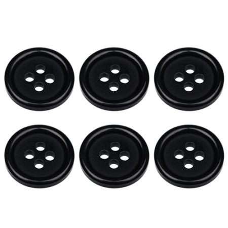 15mm Flat Black Buttons with 4 Holes