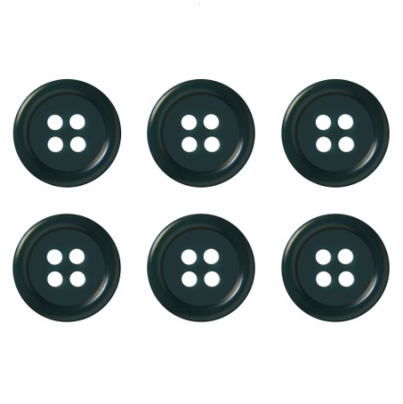 15mm Flat Dark Green Buttons with 4 Holes