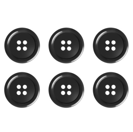 Pack of 6 20mm Charcoal Grey Buttons with 4 Holes