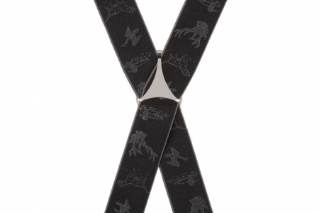 Country Stag Gun Dog and Duck Trouser Braces - Black