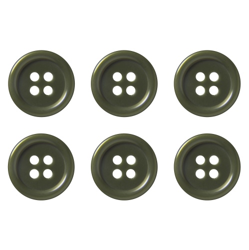 15mm Flat Olive Green Buttons with 4 Holes