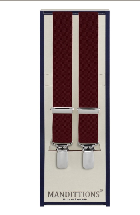 25mm Slim Burgundy Trouser Braces