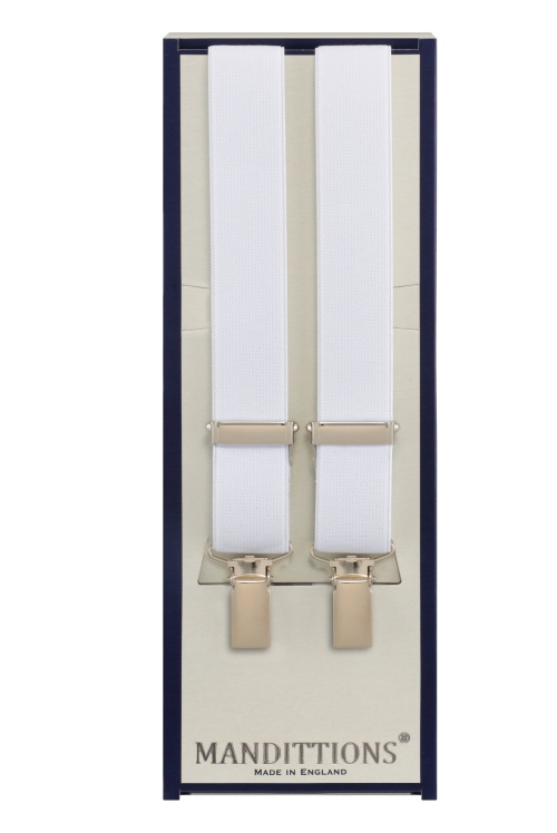 25mm Slim White Trouser Braces