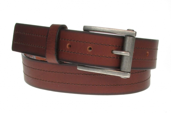 35mm Premium Brown Leather Jeans Belt - Gents Shop