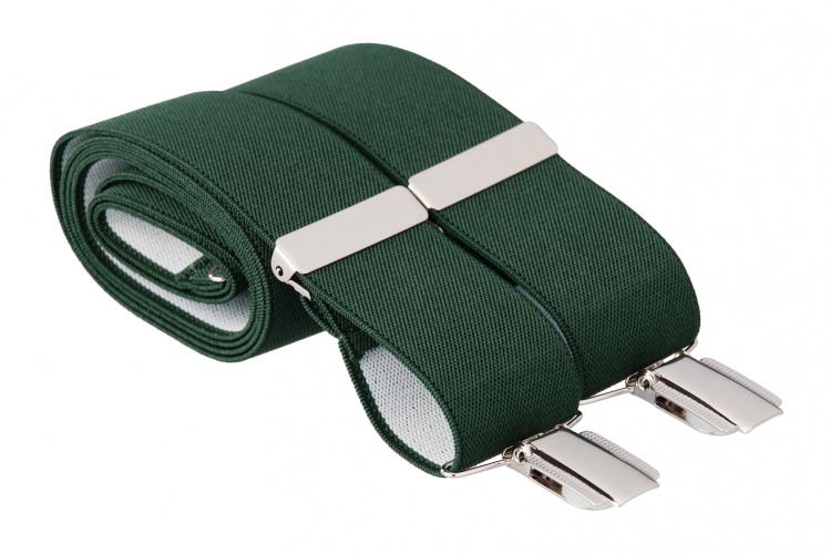 Green Braces for Trousers 4 Silver Clips - Gents Shop