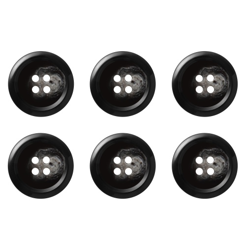 Pack of 6 Black 20mm Flat Variegated Buttons