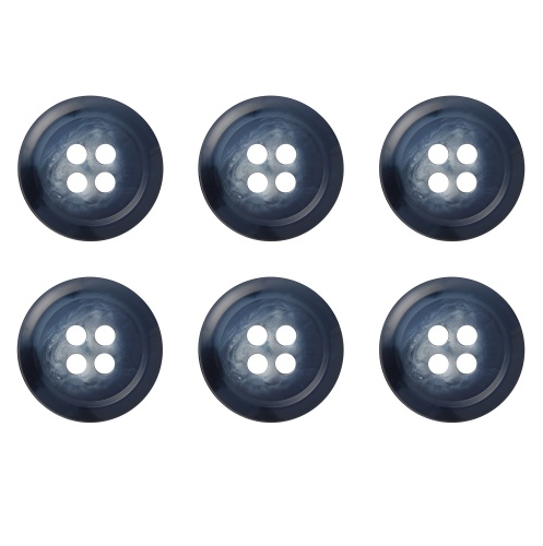 Pack of 6 Blue 15mm Flat Variegated Buttons