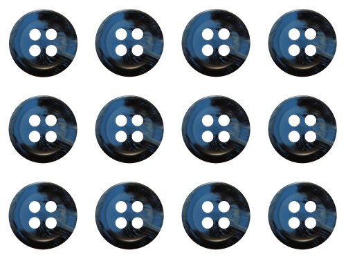 Pack of 12 Blue Mock Horn Shirt Buttons 11mm