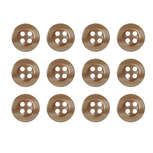 Pack of 12 Camel Brown Shirt Buttons 11mm 4 Hole