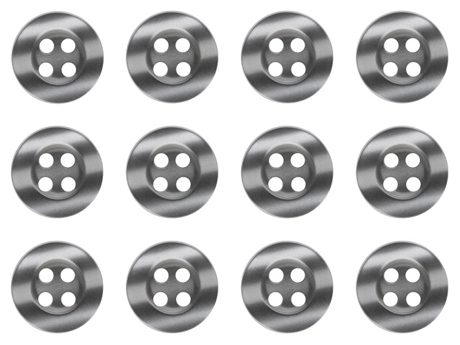 Pack of 12 Grey Shirt Buttons 11mm 4 Hole