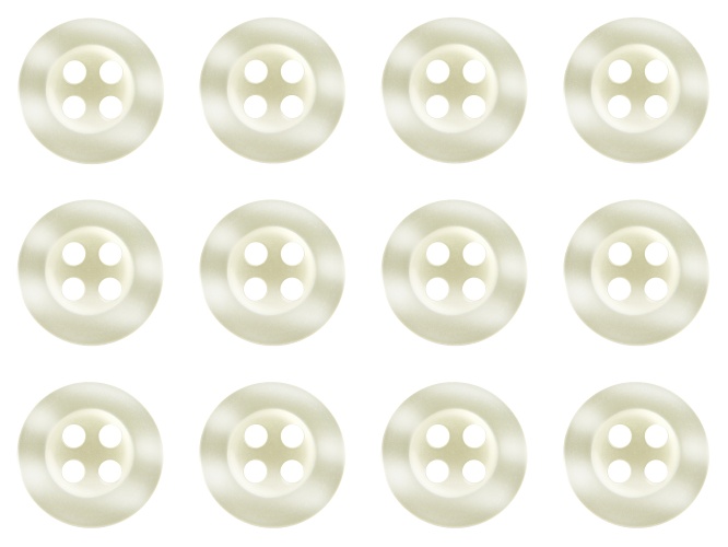 Pack of 12 Off White Shirt Buttons 11mm 4 Hole