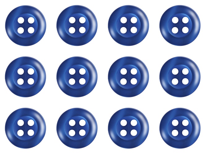 Pack of 12 Royal Blue Shirt Buttons 11mm 4 Hole