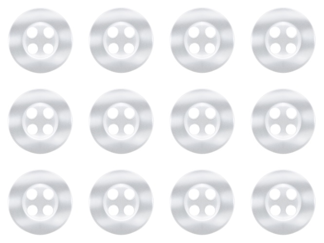 Pack of 12 White Shirt Buttons 11mm 4 Hole