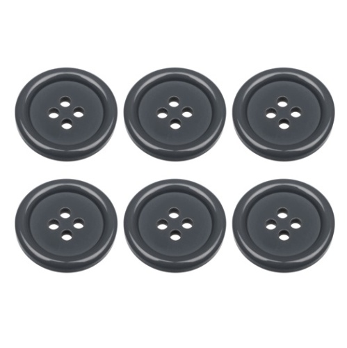 Pack of 6 20mm Grey Buttons with 4 Holes