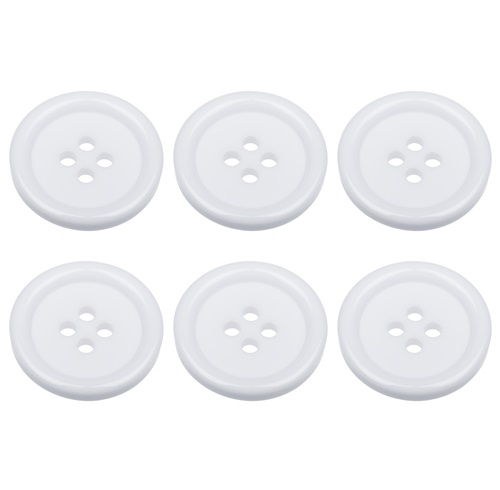 Pack of 6 20mm White Buttons with 4 Holes
