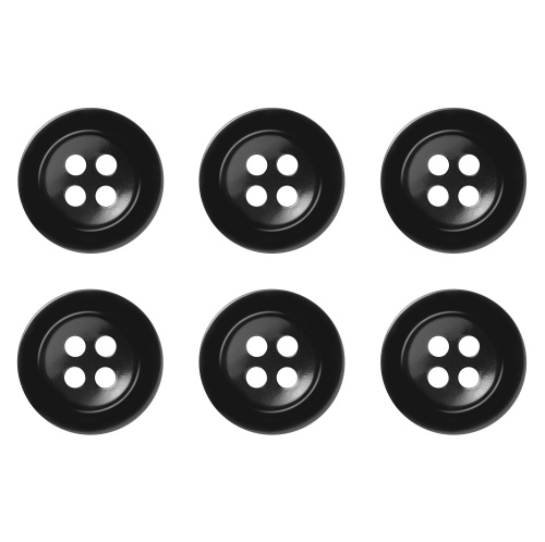 Pack of 6 Black 15mm Domed Eco Buttons