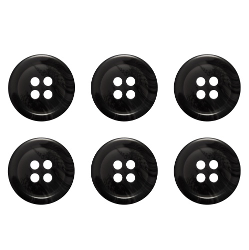 Pack of 6 Black Mock Horn Buttons 18mm