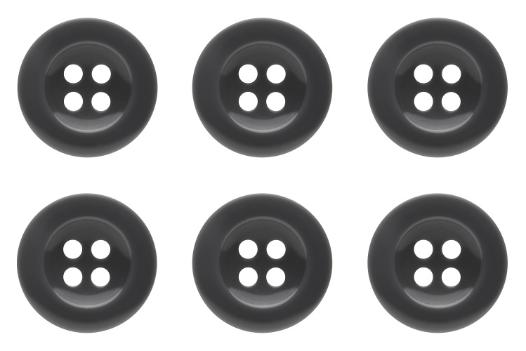 Pack of 6 Grey 17mm Buttons for Trousers with Braces