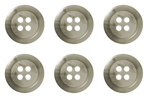 Pack of 6 Light Grey Mock Horn Buttons 15mm