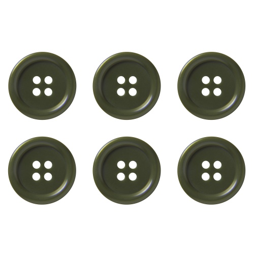 Pack of 6 20mm Olive Green Buttons with 4 Holes