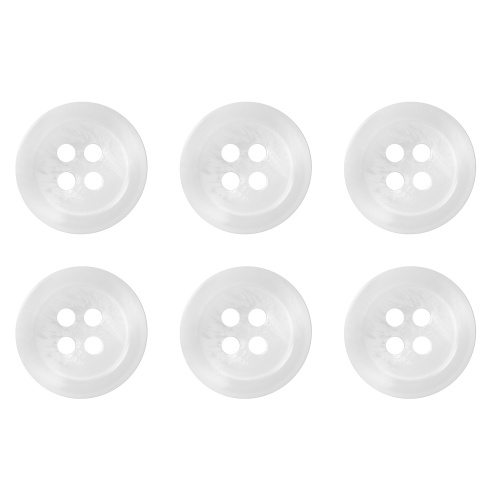 Pack of 6 White Mock Horn Buttons 15mm