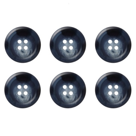 Pack of 6 Blue 20mm Flat Variegated Buttons