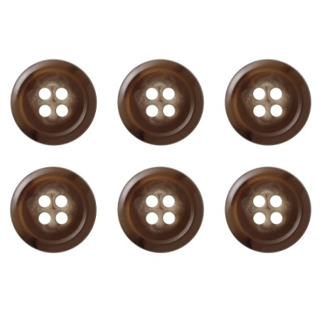 Pack of 6 Brown 15mm Flat Variegated Buttons