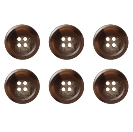 Pack of 6 Brown 20mm Flat Variegated Buttons