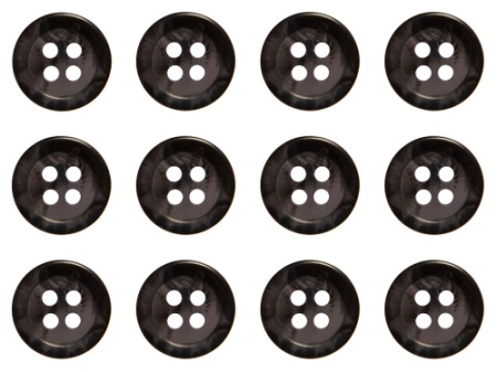 Pack of 12 Black Mock Horn Shirt Buttons 11mm