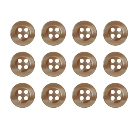 Pack of 12 Camel Brown Shirt Buttons 11mm 4 Hole