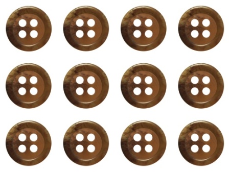Pack of 12 Dark Brown Mock Horn Shirt Buttons 11mm