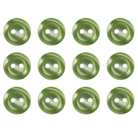 Pack of 12 Green 2 Hole Buttons 11mm