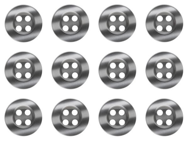 Pack of 12 Grey Shirt Buttons 11mm 4 Hole