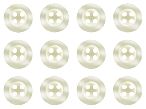 Pack of 12 Off White Shirt Buttons 11mm 4 Hole