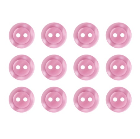 Pack of 12 Pink 2 Hole Buttons 11mm