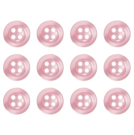 Pack of 12 Pink Shirt Buttons 11mm 4 Hole