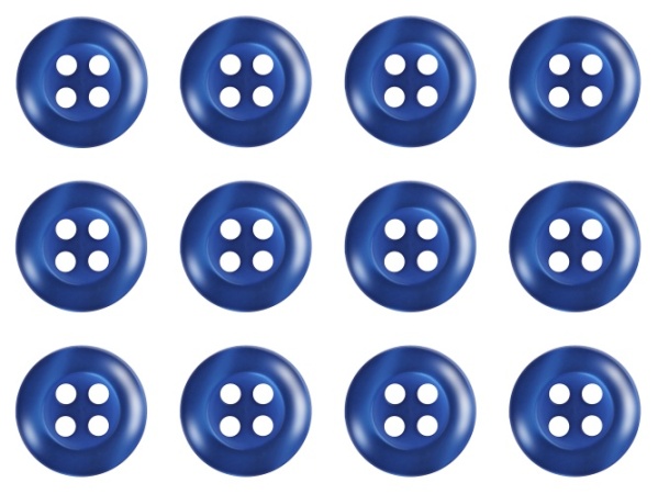 Pack of 12 Royal Blue Shirt Buttons 11mm 4 Hole