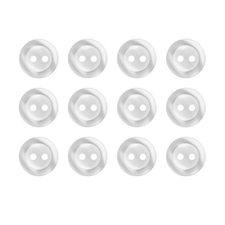 Pack of 12 White 2 Hole Buttons 11mm
