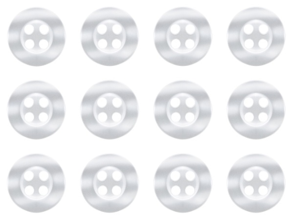 Pack of 12 White Shirt Buttons 11mm 4 Hole
