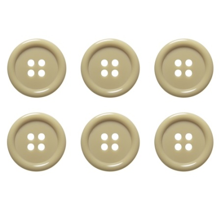 Pack of 6 20mm Beige Buttons with 4 Holes