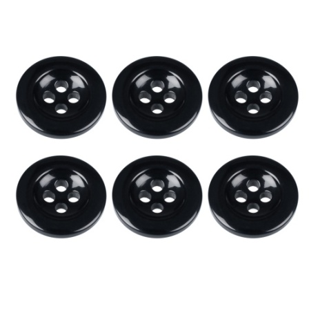 Pack of 6 Black 17mm Buttons for Trousers with Braces