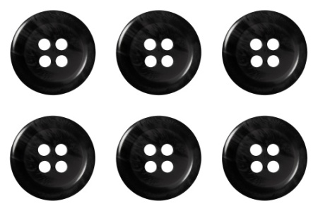 Pack of 6 Black Mock Horn Buttons 15mm