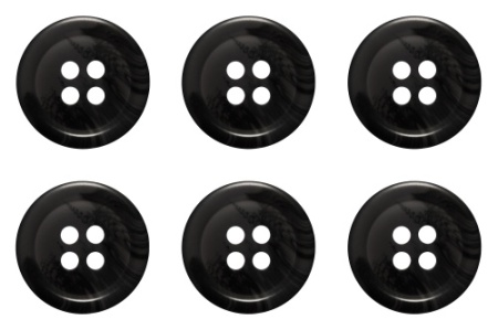 Pack of 6 Black Mock Horn Buttons 18mm