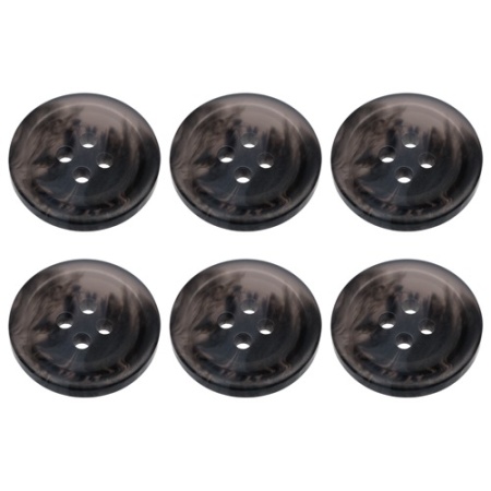 Pack of 6 Black Mock Horn Buttons 20mm