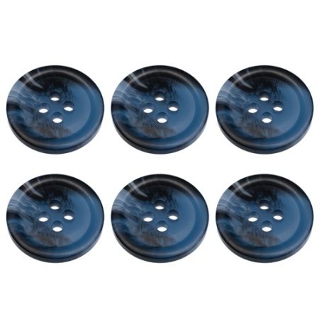 Pack of 6 Blue Mock Horn Buttons 15mm