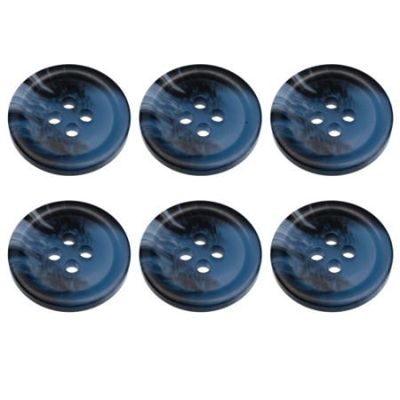 Pack of 6 Blue Mock Horn Buttons 18mm