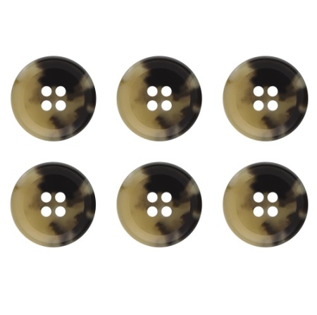 Pack of 6 Brown and Cream Mottled Effect Buttons 20mm
